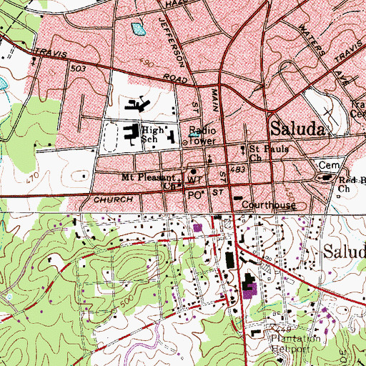 Topographic Map of Mount Pleasant Lutheran Church, SC