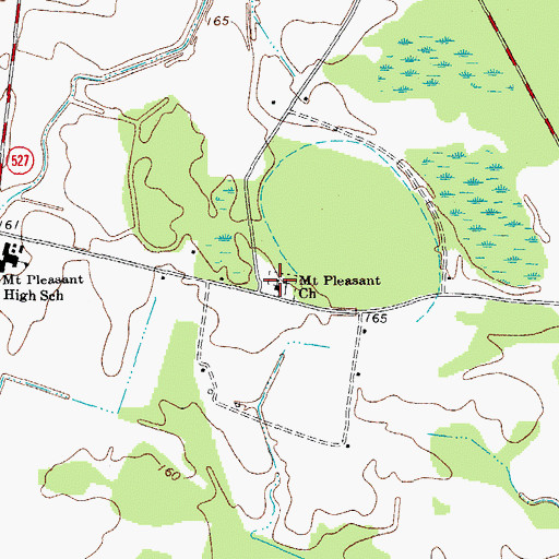 Topographic Map of Mount Pleasant Church, SC