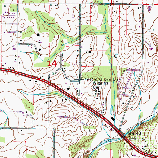 Topographic Map of Pleasant Grove Church, AL