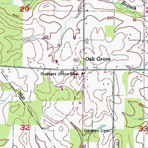 Topographic Map of Pleasant Grove Church, AL