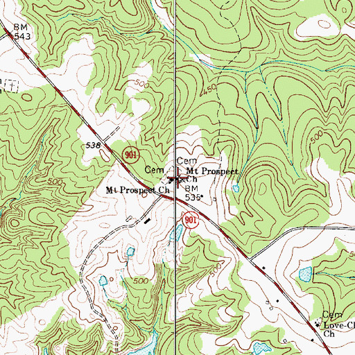 Topographic Map of Mount Prospect Church, SC