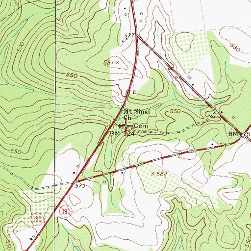 Topographic Map of Mount Sinai Baptist Church, SC