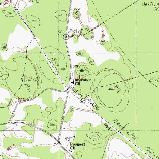 Topographic Map of Mount Tabor Baptist Church, SC