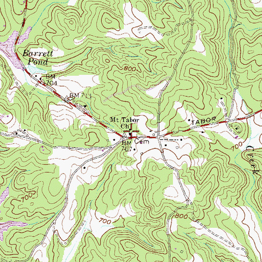 Topographic Map of Mount Tabor Baptist Church, SC