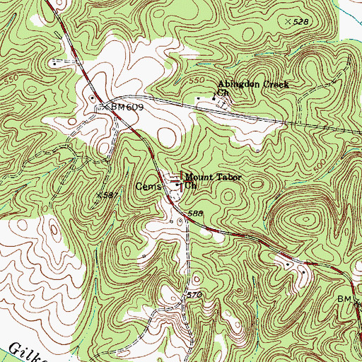 Topographic Map of Mount Tabor Baptist Church, SC