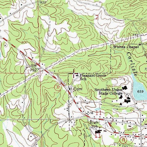 Topographic Map of Pleasant Grove School, AL