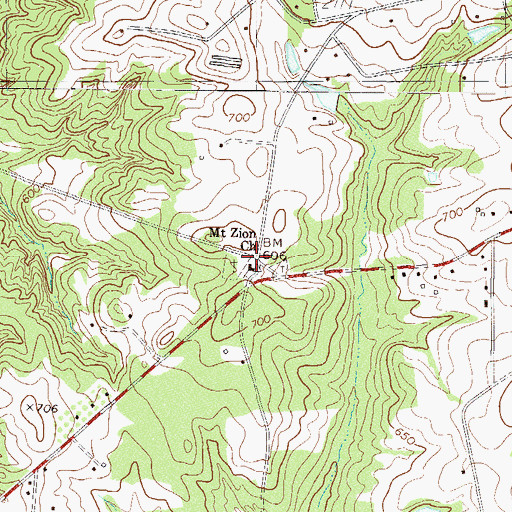 Topographic Map of Mount Zion Church, SC