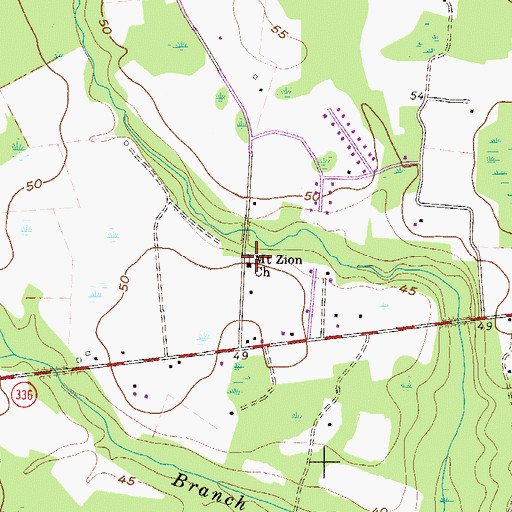 Topographic Map of Mount Zion Church, SC