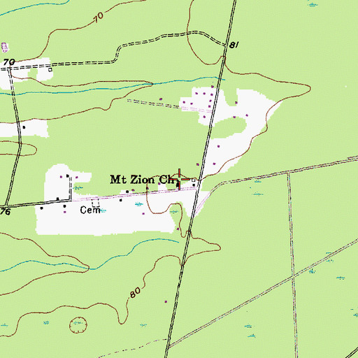 Topographic Map of Mount Zion Church, SC