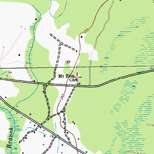 Topographic Map of Mount Zion Church, SC