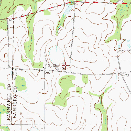 Topographic Map of Mount Zion Baptist Church, SC