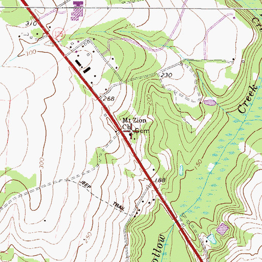 Topographic Map of Mount Zion Baptist Church, SC