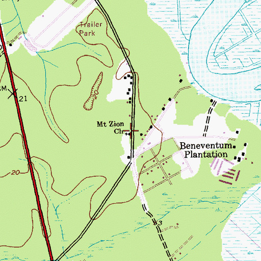 Topographic Map of Mount Zion Church, SC