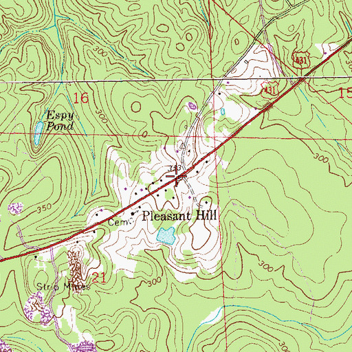 Topographic Map of Pleasant Hill, AL