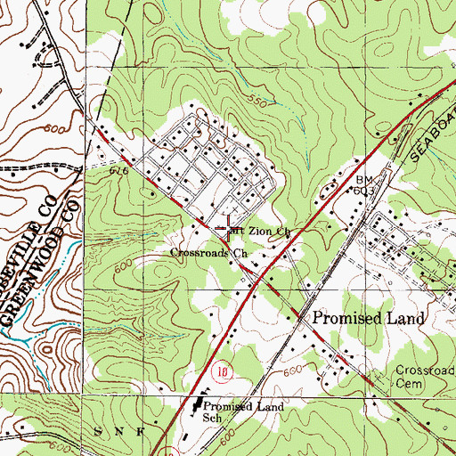 Topographic Map of Mount Zion Church, SC
