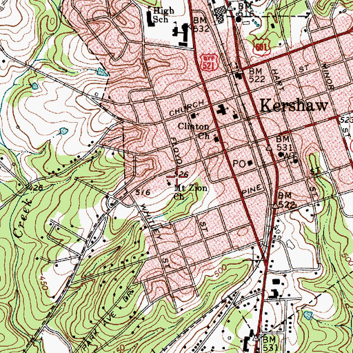 Topographic Map of Mount Zion Church, SC