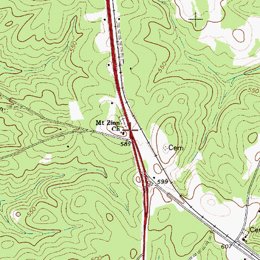 Topographic Map of Mount Zion Church, SC