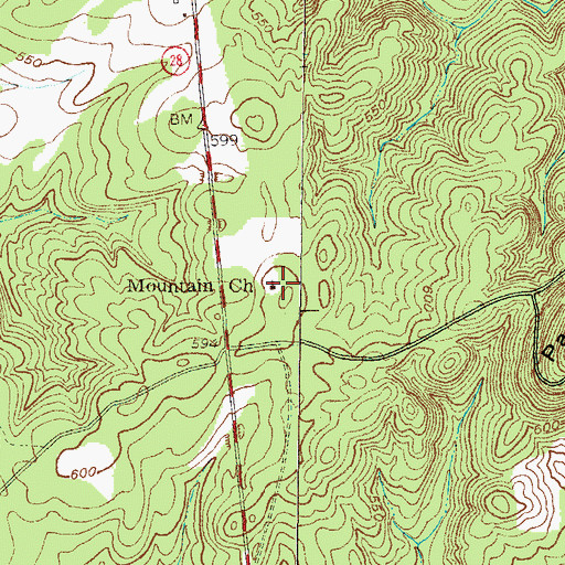 Topographic Map of Mountain Church, SC
