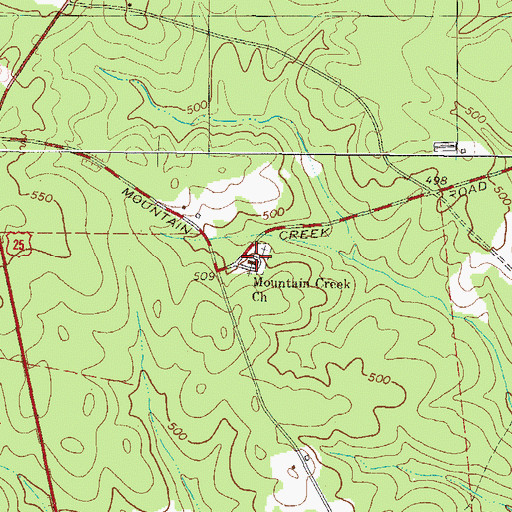 Topographic Map of Mountain Creek Church, SC