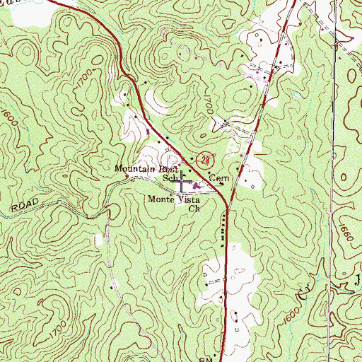 Topographic Map of Mountain Rest School, SC