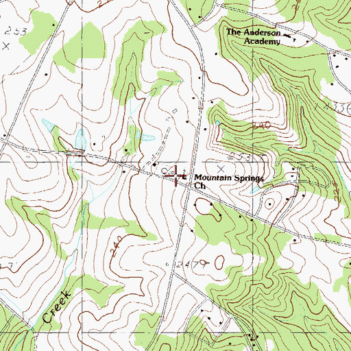 Topographic Map of Mountain Springs Baptist Church, SC