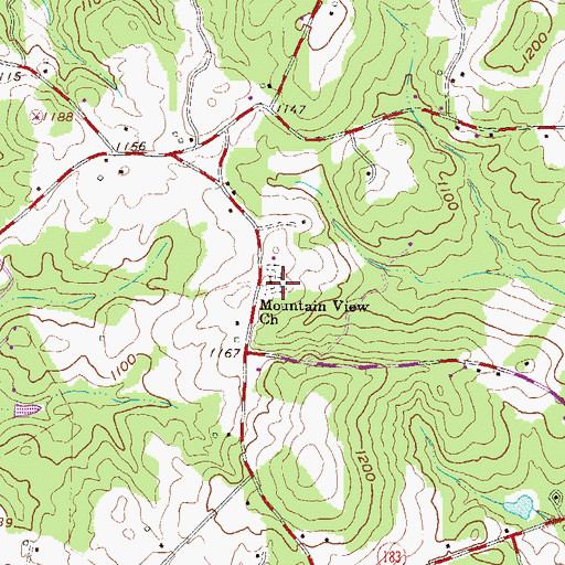 Topographic Map of Mountain View Baptist Church, SC