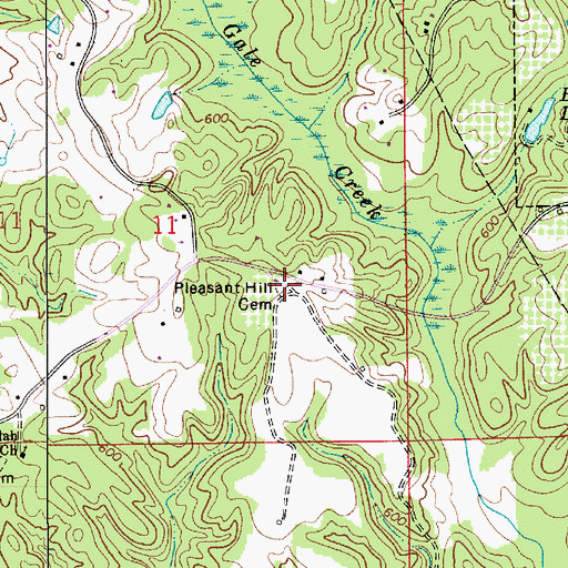 Topographic Map of Pleasant Hill Cemetery, AL