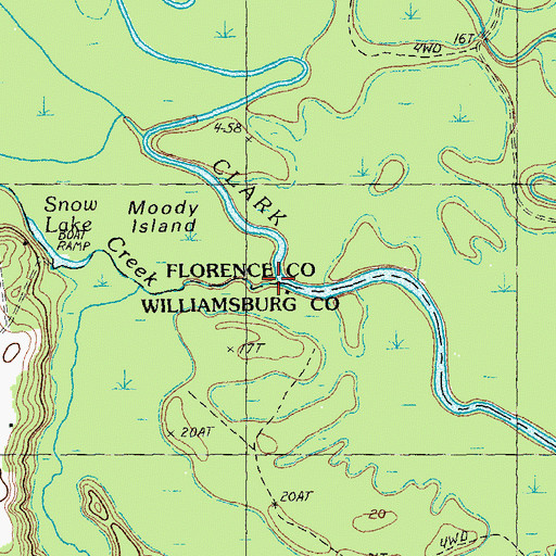 Topographic Map of Muddy Creek, SC