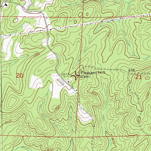 Topographic Map of Pleasant Hill Cemetery, AL