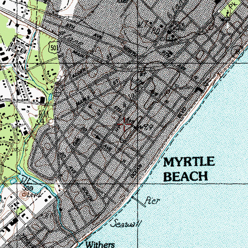 Topographic Map of Myrtle Beach, SC