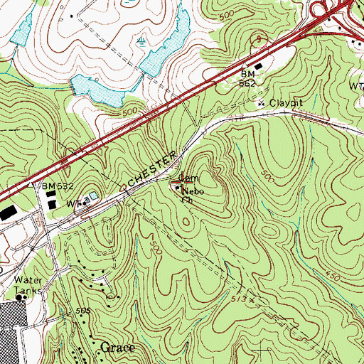 Topographic Map of Nebo Church, SC