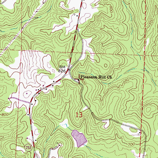 Topographic Map of Pleasant Hill Church, AL