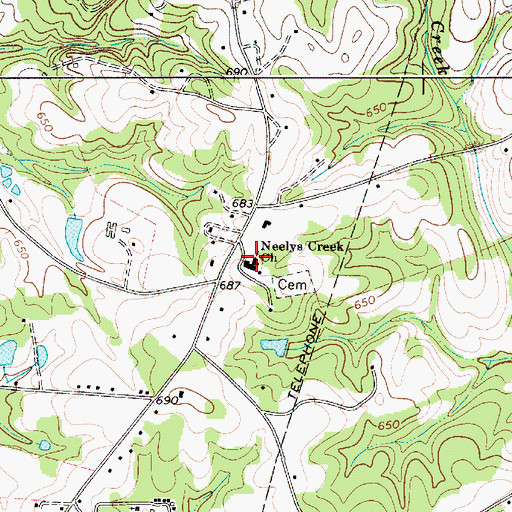 Topographic Map of Neelys Creek Associate Reformed Presbyterian Church, SC