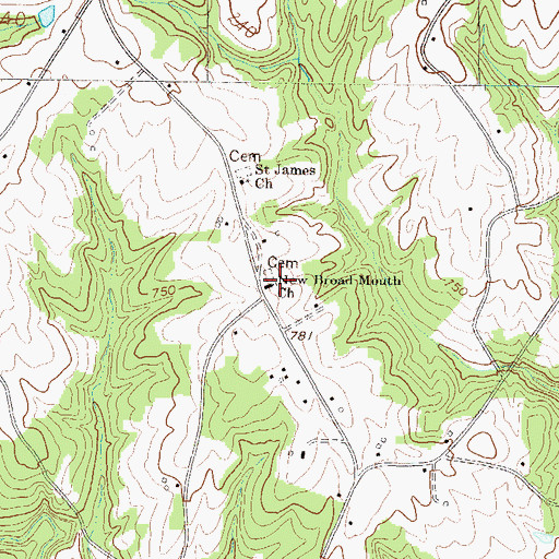 Topographic Map of New Broadmouth Baptist Church, SC