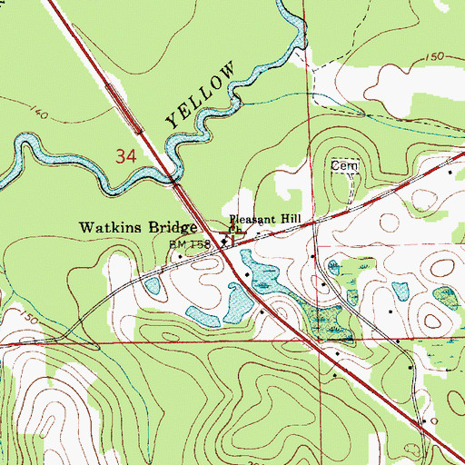Topographic Map of Pleasant Hill Church, AL