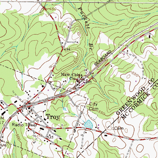 Topographic Map of New China Church, SC