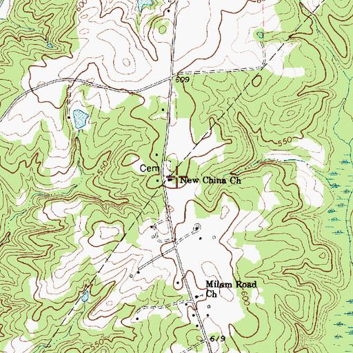 Topographic Map of New China Church, SC