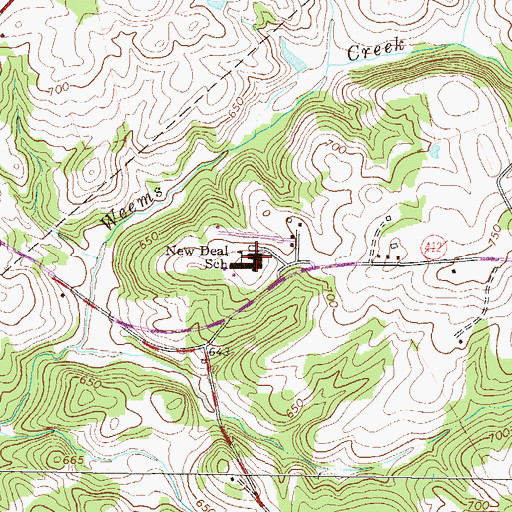 Topographic Map of New Deal School, SC