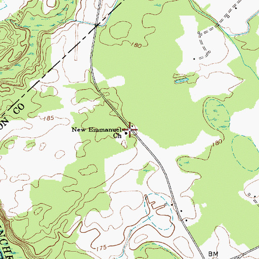 Topographic Map of New Emmanuel Church, SC