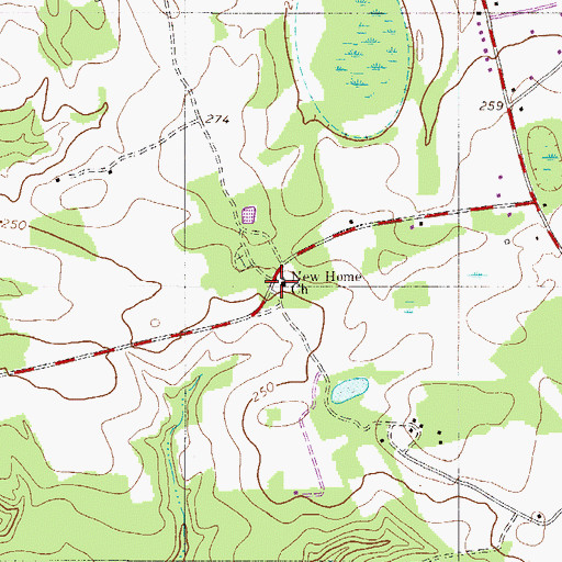 Topographic Map of New Home Baptist Church, SC