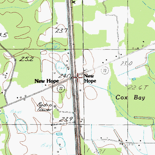Topographic Map of New Hope, SC