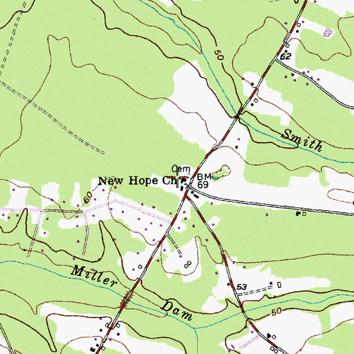 Topographic Map of New Hope Church, SC