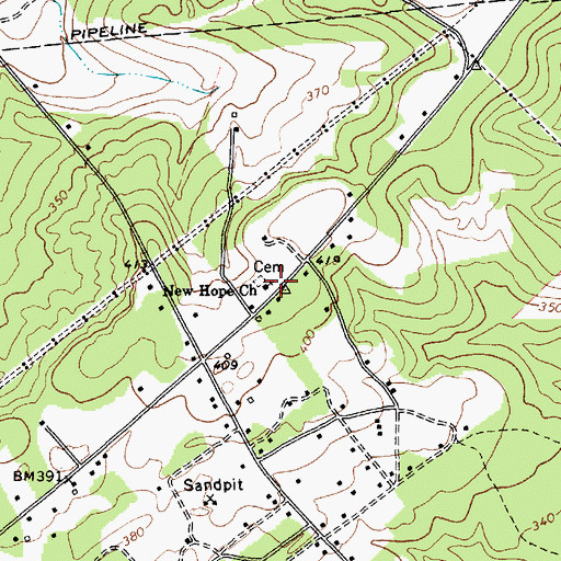 Topographic Map of New Hope Church, SC