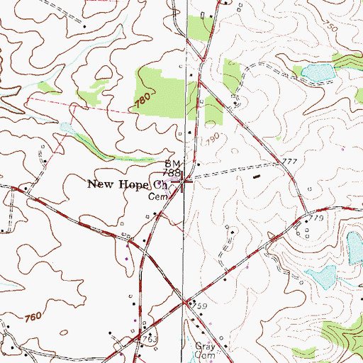 Topographic Map of New Hope Church, SC
