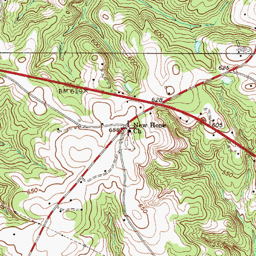 Topographic Map of New Hope Church, SC