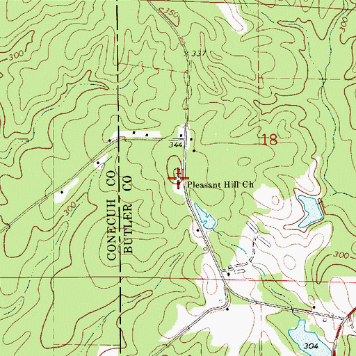 Topographic Map of Pleasant Hill Church, AL