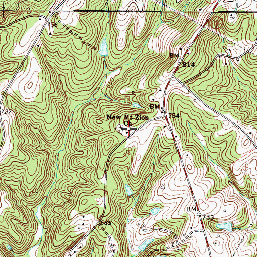 Topographic Map of New Mount Zion Baptist Church, SC