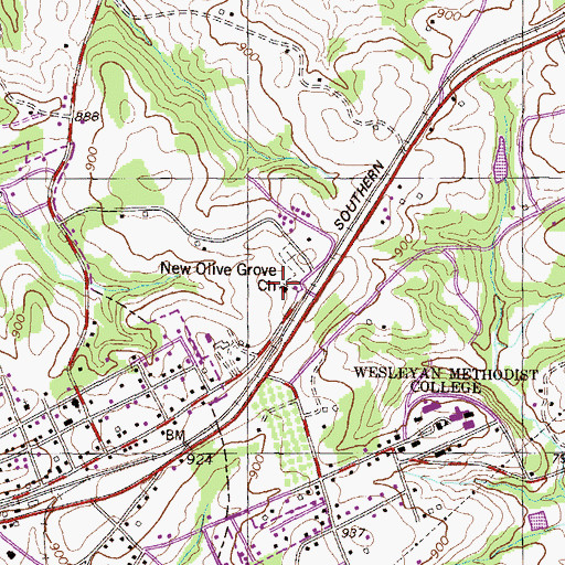 Topographic Map of New Olive Grove Baptist Church, SC