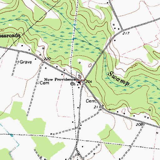 Topographic Map of New Providence Church, SC