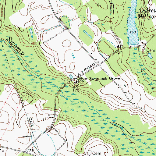 Topographic Map of New Savannah Grove Church, SC